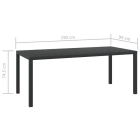 vidaXL Patio Table Black 72.8"x35.4"x29.1" Aluminum and WPC