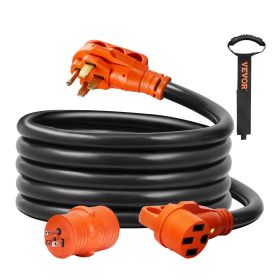 VEVOR 15 ft RV Extension Cord, 50 Amp, Heavy Duty STW RV Power Cord, NEMA 14-50R Female NEMA 14-50P Male Plug, with LED Indicator Handle 15A Adapter