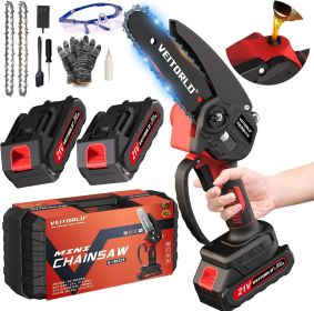 Veitorld Mini Chainsaw, 6-Inch Electric Chainsaw Cordless, Portable Handheld Battery Chain Saw for Wood Tree Trimming, Branches, Courtyard