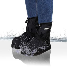 Black Waterproof Shoe Covers for Rain 2XL. 4 Pack PVC Waterproof Boot Covers for Men, Women. Nonslip Rain Covers for Shoes. Side Zip, Rubber Soil