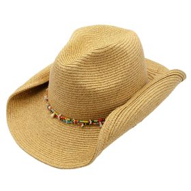 Hanai Toyo Straw Color Beaded Adjustable Western Drifter Hat