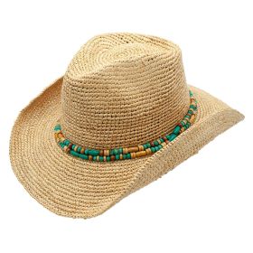 Francesca Straw Woven Beaded Band Cowboy Western Drifter Hat