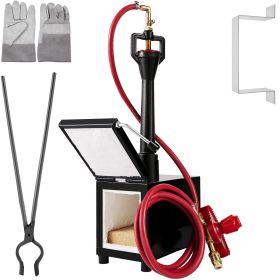 Propane Knife Forge, Blacksmithing Forge with Single Burner, Portable Propane Forge with Single Durable Door, Large Capacity Farrier Forge