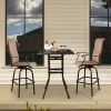 Patio Bar Height Table, All-Weather Cast Aluminium Square Bar Bistro Table with 2" Umbrella Hole, Outdoor Tall Table for Porch Balcony Backyard Garden