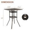 Patio Bar Height Table, All-Weather Cast Aluminium Square Bar Bistro Table with 2" Umbrella Hole, Outdoor Tall Table for Porch Balcony Backyard Garden