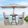 Patio Bar Height Table, All-Weather Cast Aluminium Square Bar Bistro Table with 2" Umbrella Hole, Outdoor Tall Table for Porch Balcony Backyard Garden