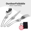 1pcs Camping Fork Spoon Outdoor Tableware Foldable Ultralight Stainless Steel Set Of Dishes For Camping Outdoor Cooking