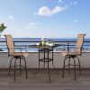 Patio Bar Height Table, All-Weather Cast Aluminium Square Bar Bistro Table with 2" Umbrella Hole, Outdoor Tall Table for Porch Balcony Backyard Garden