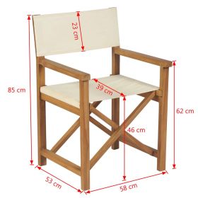 vidaXL Folding Director's Chair Solid Teak Wood (Option: as picture)