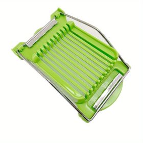 1pc, Multifunctional Luncheon Meat Cutter, Stainless Steel Egg Cutter, Cutting 10 Pieces For Fruit Onion Soft Food Roast Legs, Spam Slicer (Color: Green Luncheon Meat Slicer)