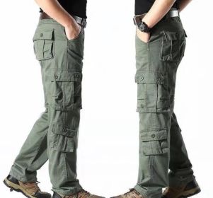 Men's Work Cargo Pants Relaxed Fit Trousers with Multi Pockets (Color: Green, size: 36)