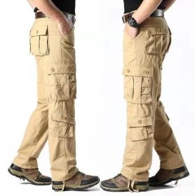 Men's Work Cargo Pants Relaxed Fit Trousers with Multi Pockets (Color: Brown, size: 31)