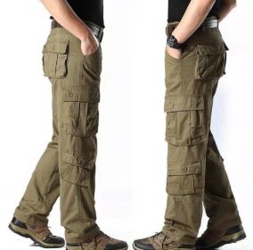 Men's Work Cargo Pants Relaxed Fit Trousers with Multi Pockets (Color: Army  Green, size: 29)