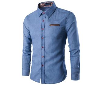 Men's Casual Shirt Long Sleeve Button Down Shirts (Color: Blue, size: M)