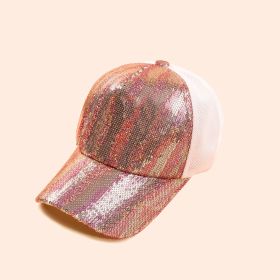 New zebra pattern sequin hat female cap Korean version fashion summer breathable baseball cap male ins tide personality (Color: Pink)