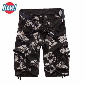 Men Cargo Shorts Casual Loose Short Pants Camouflage Military Summer Style Knee Length Plus Size 10 Colors Shorts Men (Color: 4, size: 34)