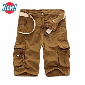 Men Cargo Shorts Casual Loose Short Pants Camouflage Military Summer Style Knee Length Plus Size 10 Colors Shorts Men (Color: 7, size: 34)