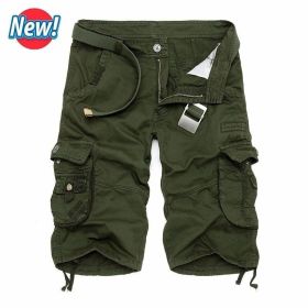 Men Cargo Shorts Casual Loose Short Pants Camouflage Military Summer Style Knee Length Plus Size 10 Colors Shorts Men (Color: 5, size: 32)