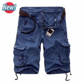 Men Cargo Shorts Casual Loose Short Pants Camouflage Military Summer Style Knee Length Plus Size 10 Colors Shorts Men (Color: 1, size: 32)