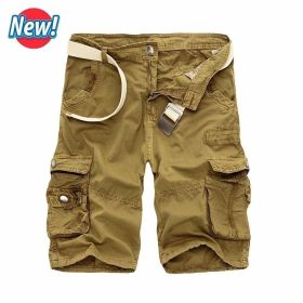 Men Cargo Shorts Casual Loose Short Pants Camouflage Military Summer Style Knee Length Plus Size 10 Colors Shorts Men (Color: 2, size: 38)