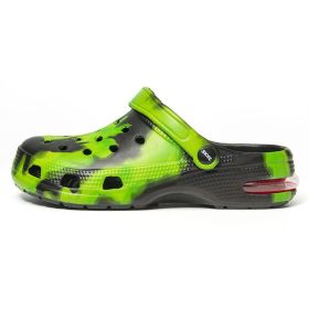 Men's Clogs; Men's hole shoes; cool color patterns; beach men's sandals (colour: Black green, size: 42)