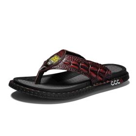 Men's summer new large size flip-flops fashion casual sandals men (Color: Reddish brown, size: 40)