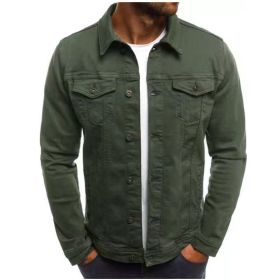 Mens Denim Jeans Jacket Short Slim Fit (Color: Green, size: M)