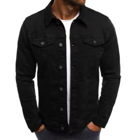 Mens Denim Jeans Jacket Short Slim Fit (Color: Black, size: 2XL)