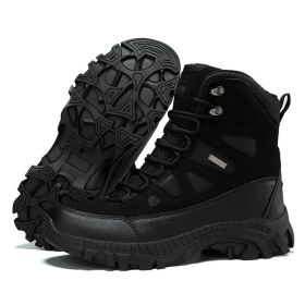 Men's winter new large size outdoor field training field training boots Hiking shoes Hiking shoes men's ankle boots (Color: Black, size: 40)