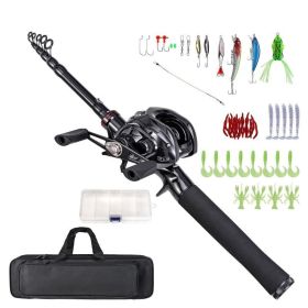 Portable Telescopic Fishing Rod Set for Outdoor (Color: Black, Type: L-1.8 m)