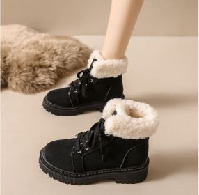 Women's new winter cold sticky light snow boots plus warm fashion women's Martin boots ankle boots (Color: Black, size: 36)