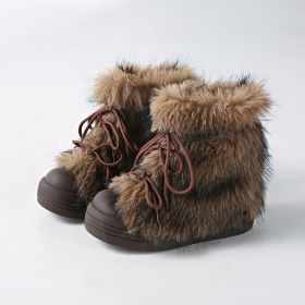 Winter new women's cashmere warm snow boots Fashion trend warm women's ankle boots (Color: Brown, size: 40)