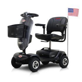 Four wheels Compact Travel Foldable Outdoor Electric Power Mobility Scooter for Adult with LED lights Windshield (Color: Gray)