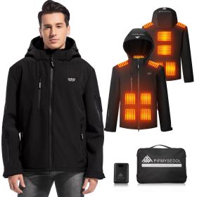 Men's Heated Jacket with Battery Pack, Outdoor Sports Heated Jackets for Men in Black (size: XXL)