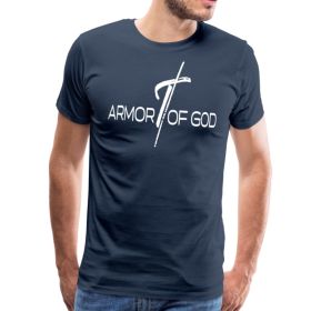 Armor Of God Graphic Text Mens T-Shirt (Color: Navy, size: L)