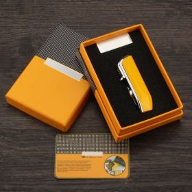 Luxury Red Cloud Snake Mouth Shape Metal Windproof 3 Torch Jet Flame Cigarette Cigar Lighter with Cigar Punch Pocket Lighter (Color: Yellow)