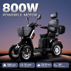 XL3D4L Electric Mobility Recreational Travel Scooter for Adults,Mobility Scooters for Seniors, 4 Wheel Powered Mobility Scooters, (Color: as Pic)