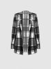 Plaid Button Down Long Sleeve Lapel Coat; Fashion Winter Blazer