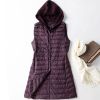 Hooded Women's Down Vest Long Coat Slim Fashion Ultra Light White Duck Down Waistcoat Female Fashion Winter Ladies Jacket Vests