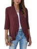 V-neck Loose Ruffle Cardigans; Casual Solid Color Three Quarter Long Sleeve Fall Winter Cardigan; Women's Clothing