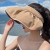 Summer Shell Sunshade Hat UV Protection Dual Use Hair Hoop Sun Hat For Women Outdoor Beach Soft Foldable Wide Brim Bucket Caps Folded Hair Hoop