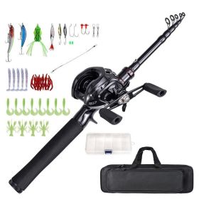 Portable Telescopic Fishing Rod Set for Outdoor (Color: Black, Type: R-2.1 m)