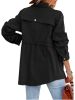 Button Solid Jacket With Pockets; Long Sleeve Casual Every Day Top For Spring & Fall; Women's Clothing