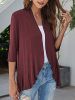 V-neck Loose Ruffle Cardigans; Casual Solid Color Three Quarter Long Sleeve Fall Winter Cardigan; Women's Clothing