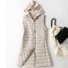 Hooded Women's Down Vest Long Coat Slim Fashion Ultra Light White Duck Down Waistcoat Female Fashion Winter Ladies Jacket Vests