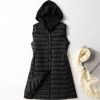 Hooded Women's Down Vest Long Coat Slim Fashion Ultra Light White Duck Down Waistcoat Female Fashion Winter Ladies Jacket Vests